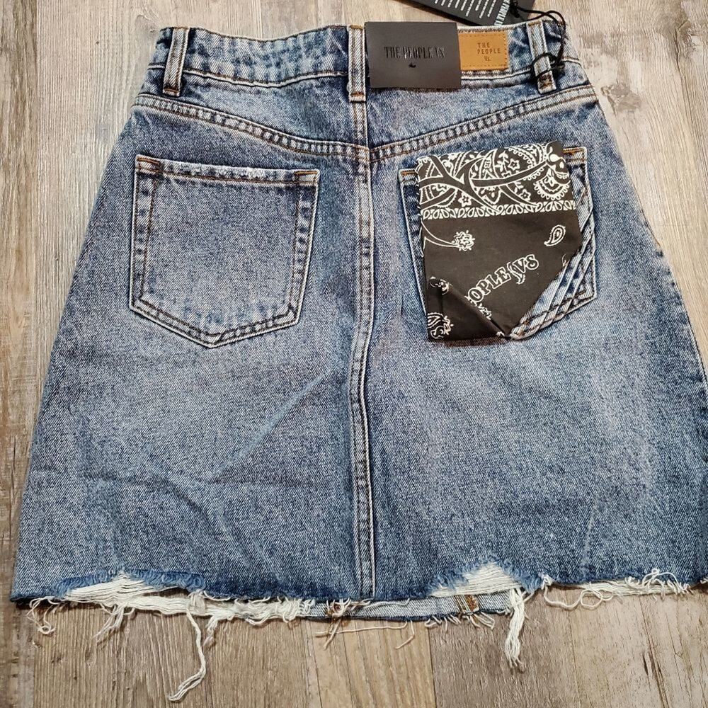 The people vs small nick distressed denim skirt with raw hem - Picture 4 of 10